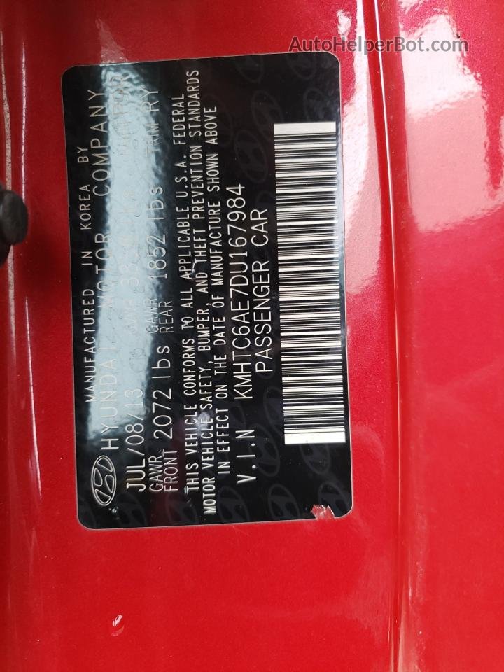 2013 Hyundai Veloster Turbo Красный vin: KMHTC6AE7DU167984
