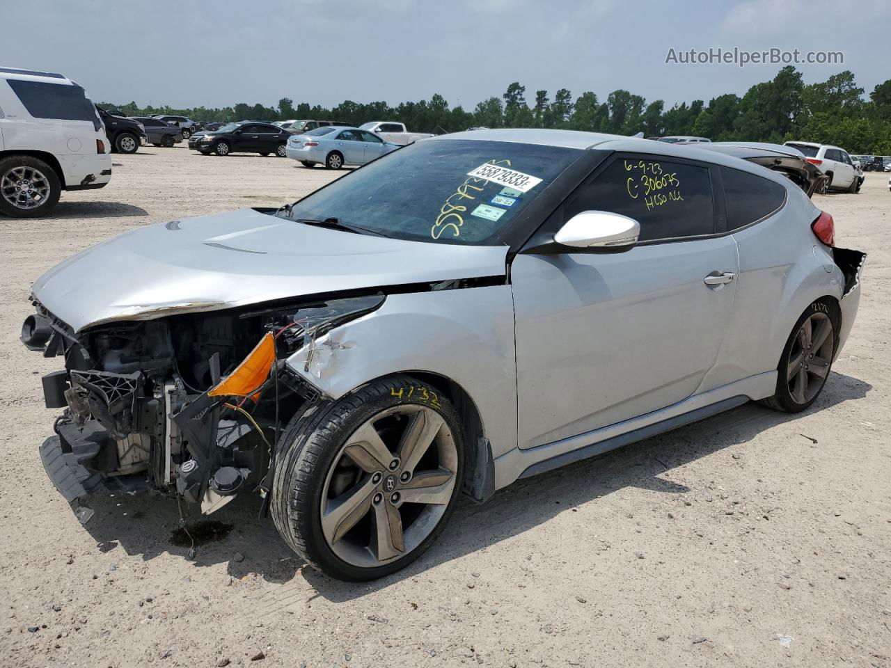 2013 Hyundai Veloster Turbo Silver vin: KMHTC6AE7DU177320