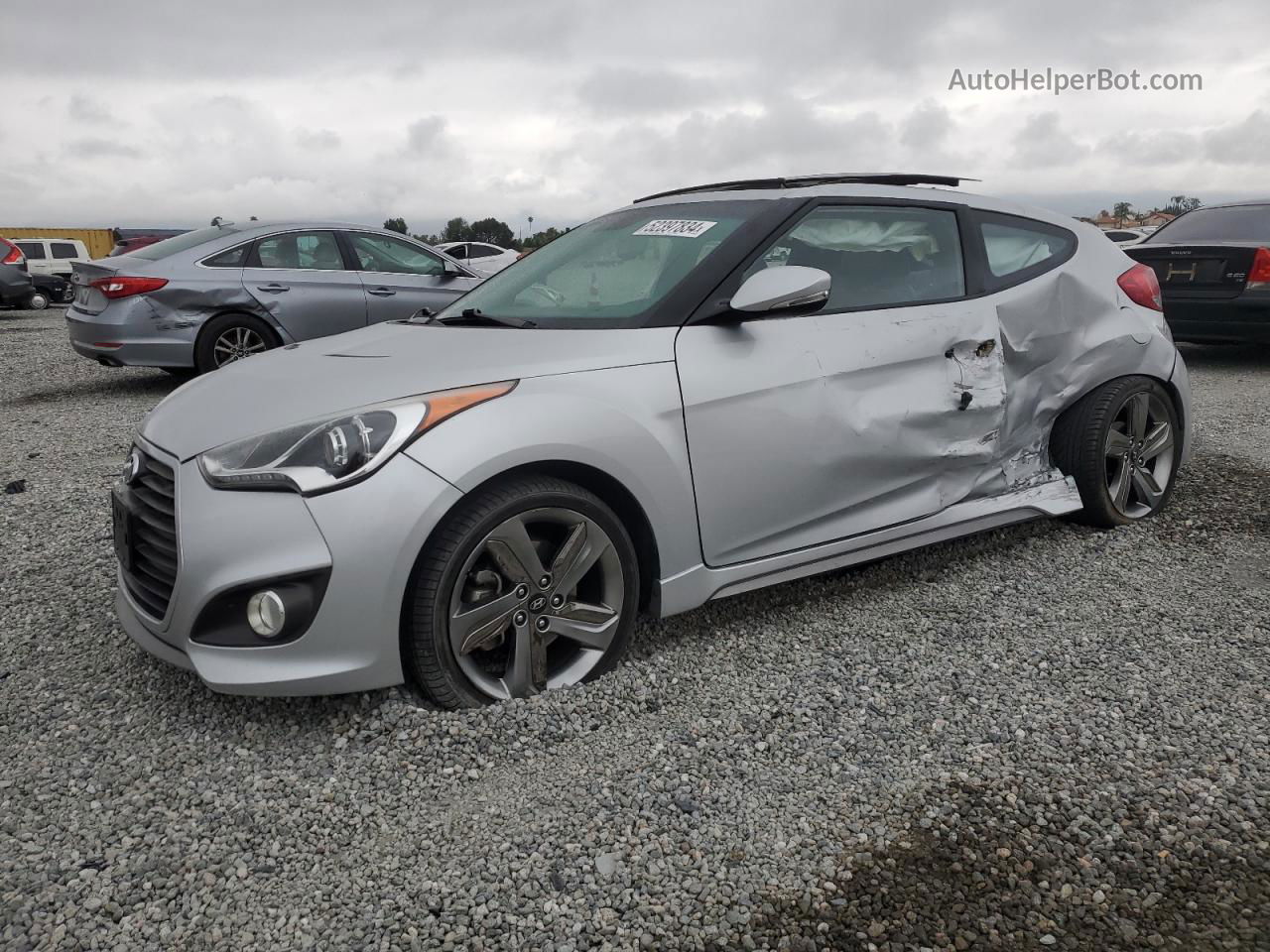 2013 Hyundai Veloster Turbo Silver vin: KMHTC6AE8DU107275