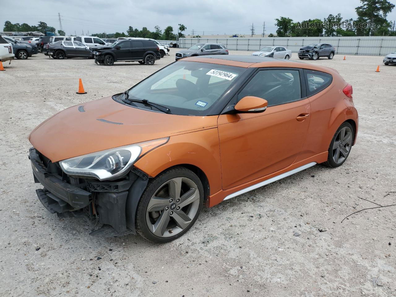 2013 Hyundai Veloster Turbo Orange vin: KMHTC6AE8DU107387