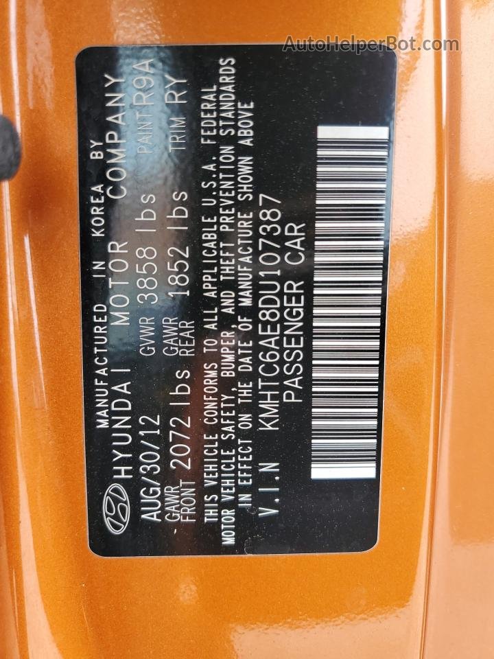 2013 Hyundai Veloster Turbo Orange vin: KMHTC6AE8DU107387