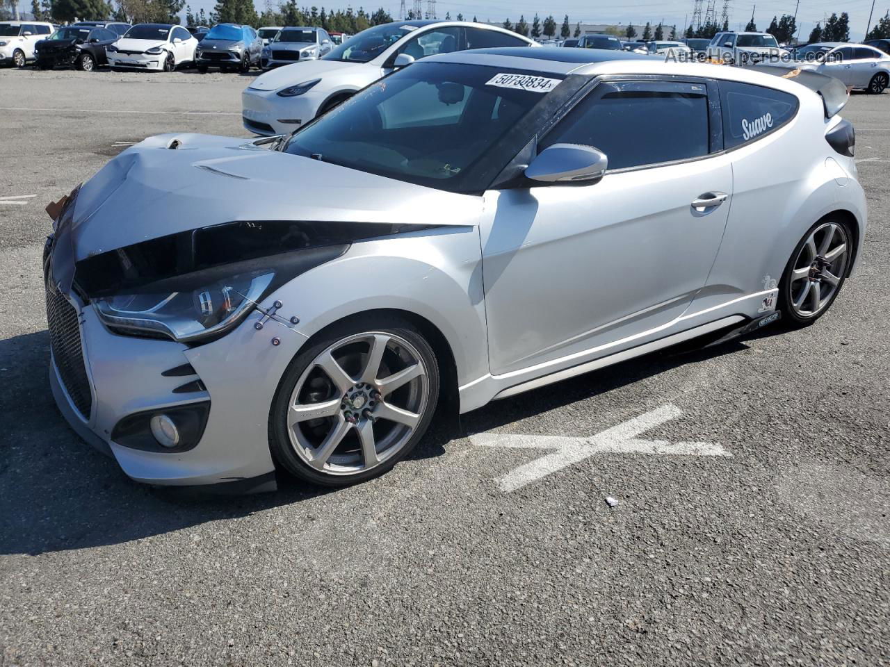 2013 Hyundai Veloster Turbo Серебряный vin: KMHTC6AE8DU108281