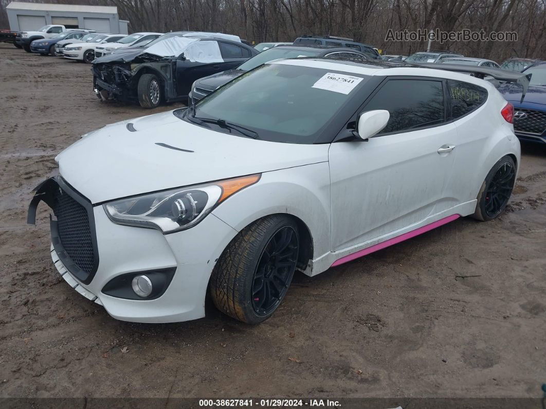 2013 Hyundai Veloster Turbo W/blue White vin: KMHTC6AE8DU108636