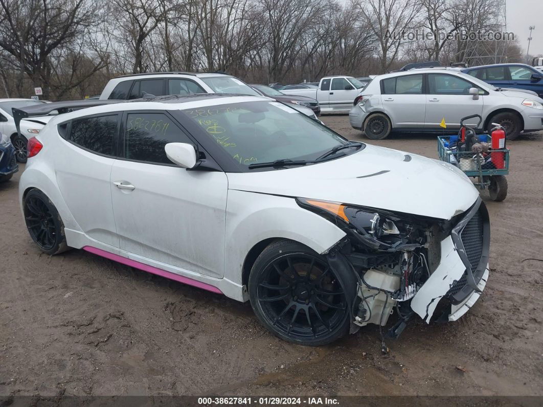 2013 Hyundai Veloster Turbo W/blue White vin: KMHTC6AE8DU108636