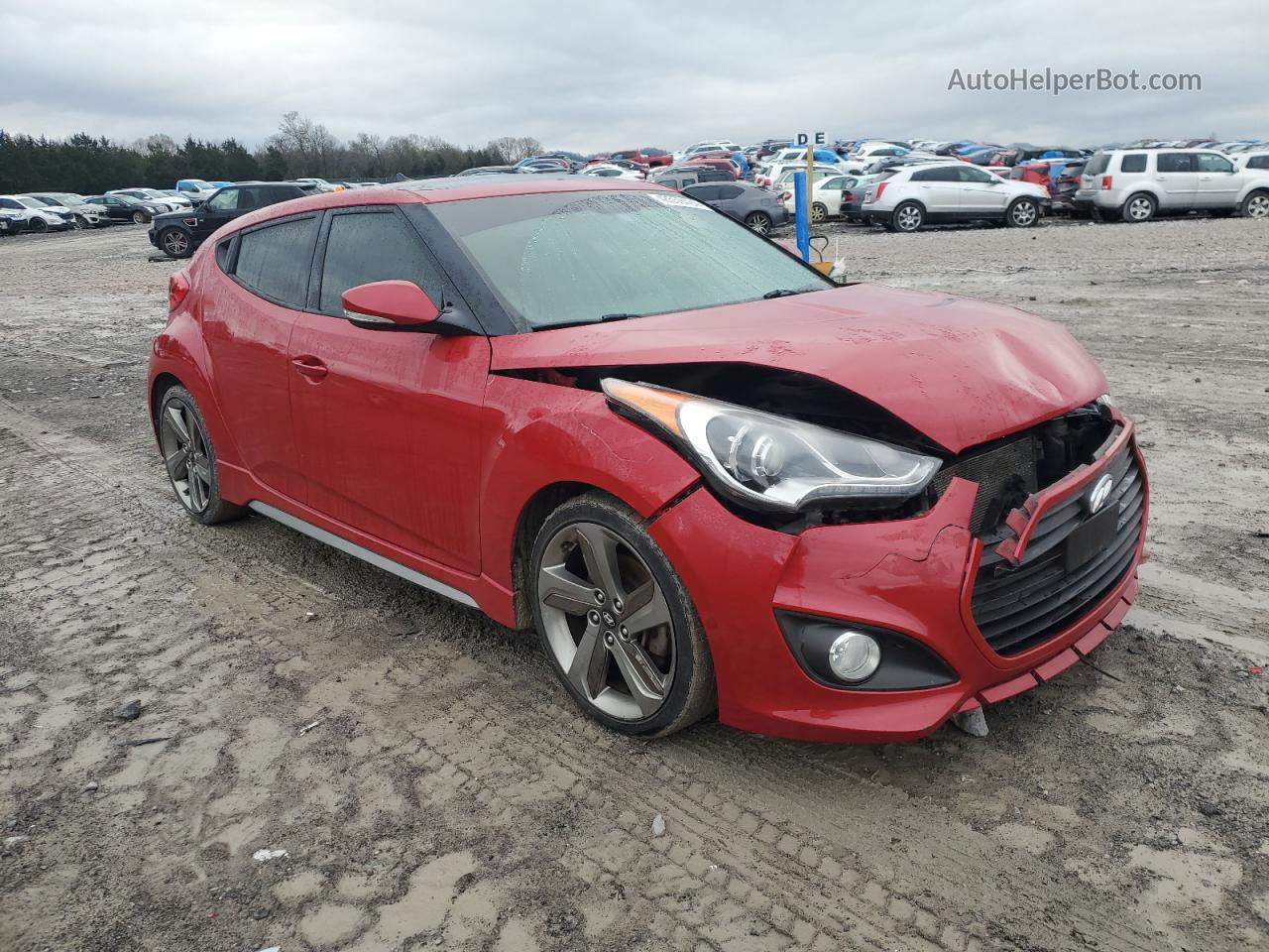 2013 Hyundai Veloster Turbo Red vin: KMHTC6AE8DU110239