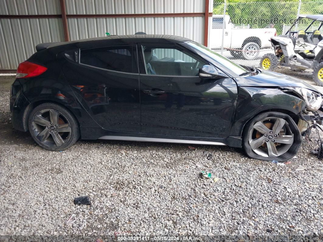 2013 Hyundai Veloster Turbo W/blue Black vin: KMHTC6AE9DU102201