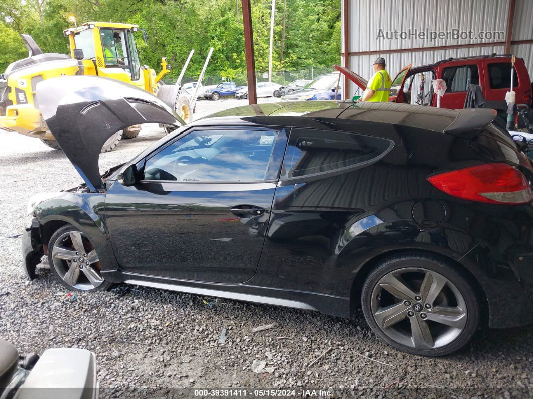 2013 Hyundai Veloster Turbo W/blue Black vin: KMHTC6AE9DU102201