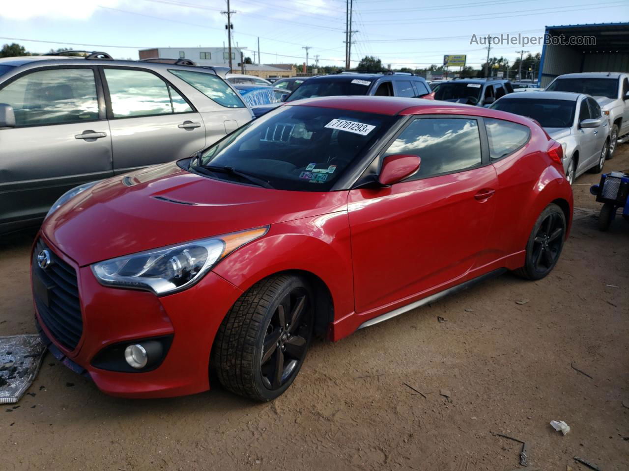 2013 Hyundai Veloster Turbo Red vin: KMHTC6AEXDU113109