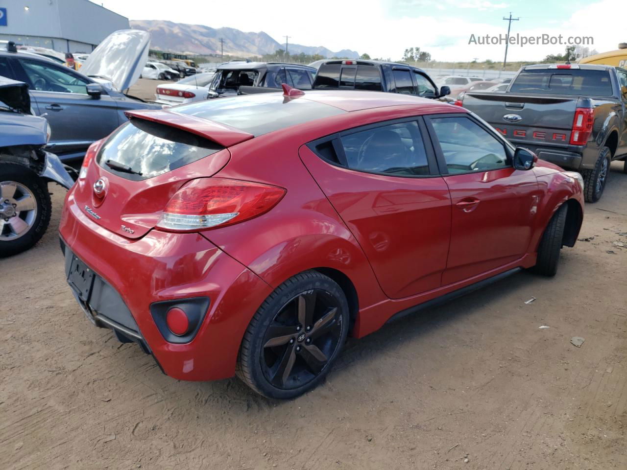 2013 Hyundai Veloster Turbo Red vin: KMHTC6AEXDU113109