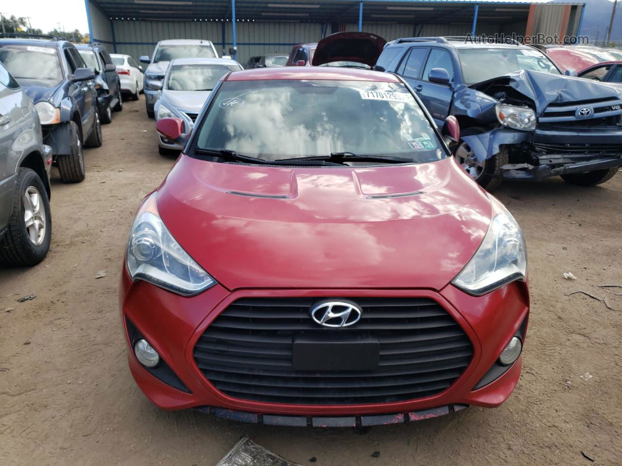 2013 Hyundai Veloster Turbo Red vin: KMHTC6AEXDU113109