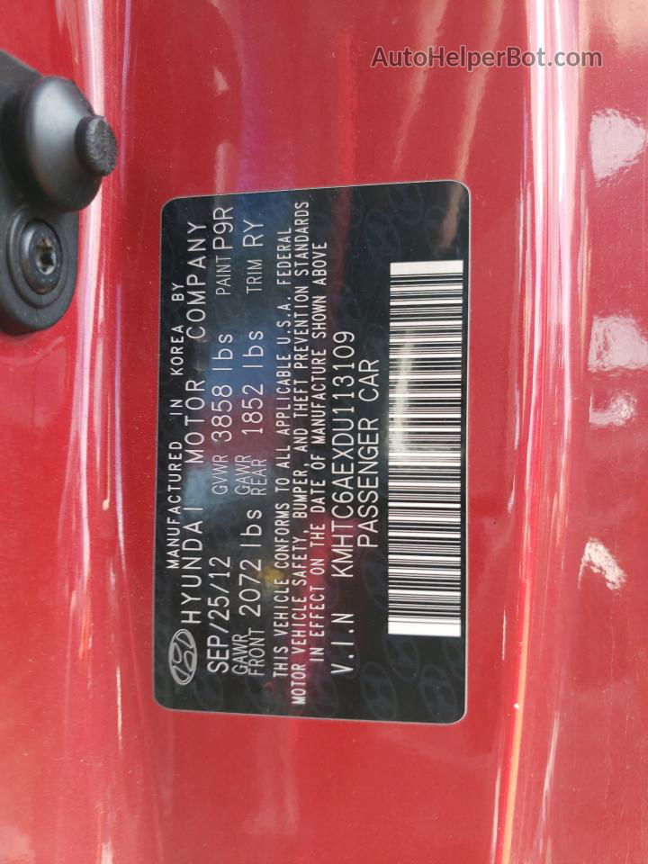 2013 Hyundai Veloster Turbo Red vin: KMHTC6AEXDU113109