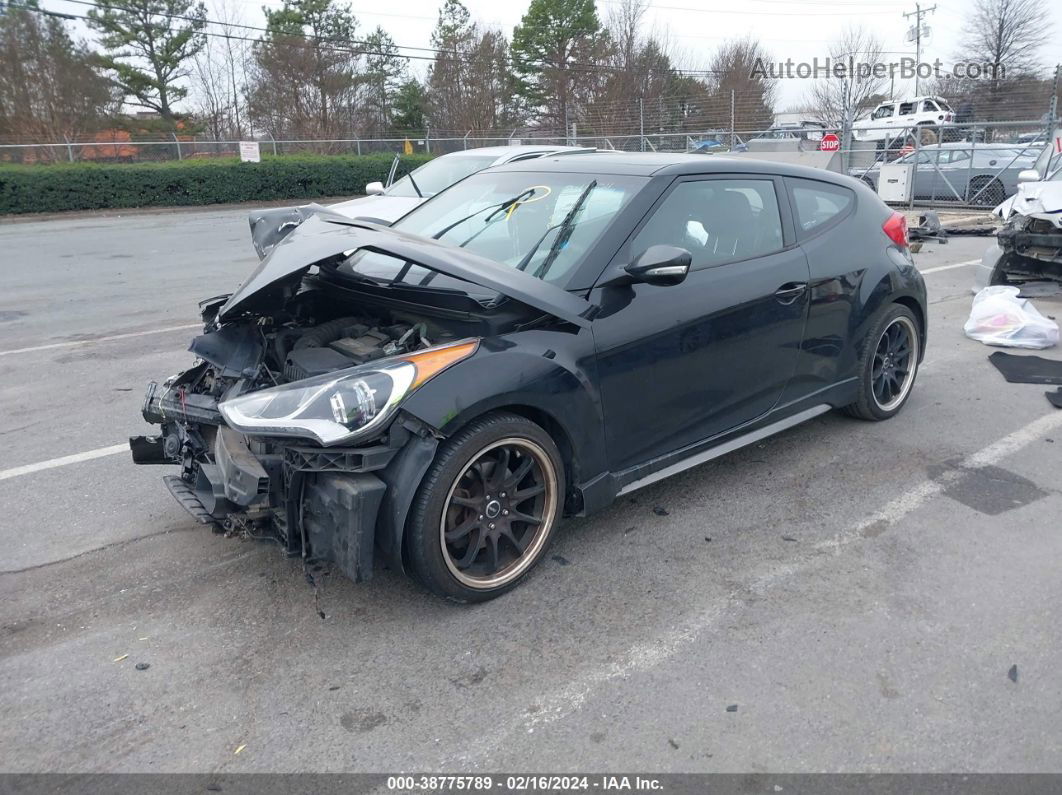 2013 Hyundai Veloster Turbo W/blue Black vin: KMHTC6AEXDU126720