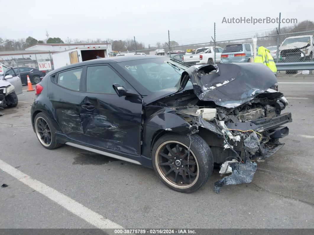 2013 Hyundai Veloster Turbo W/blue Black vin: KMHTC6AEXDU126720