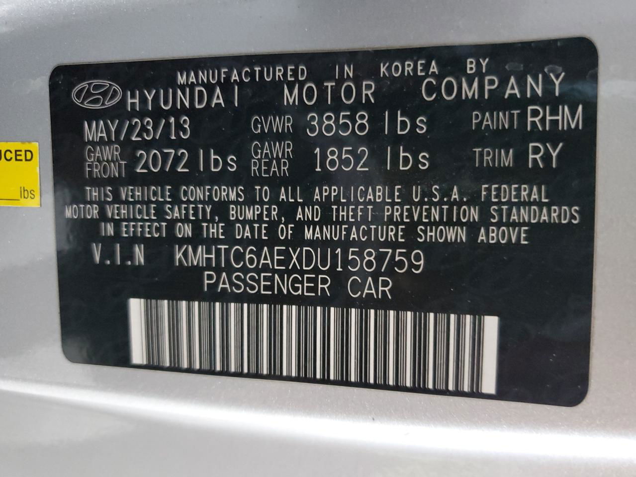 2013 Hyundai Veloster Turbo Silver vin: KMHTC6AEXDU158759