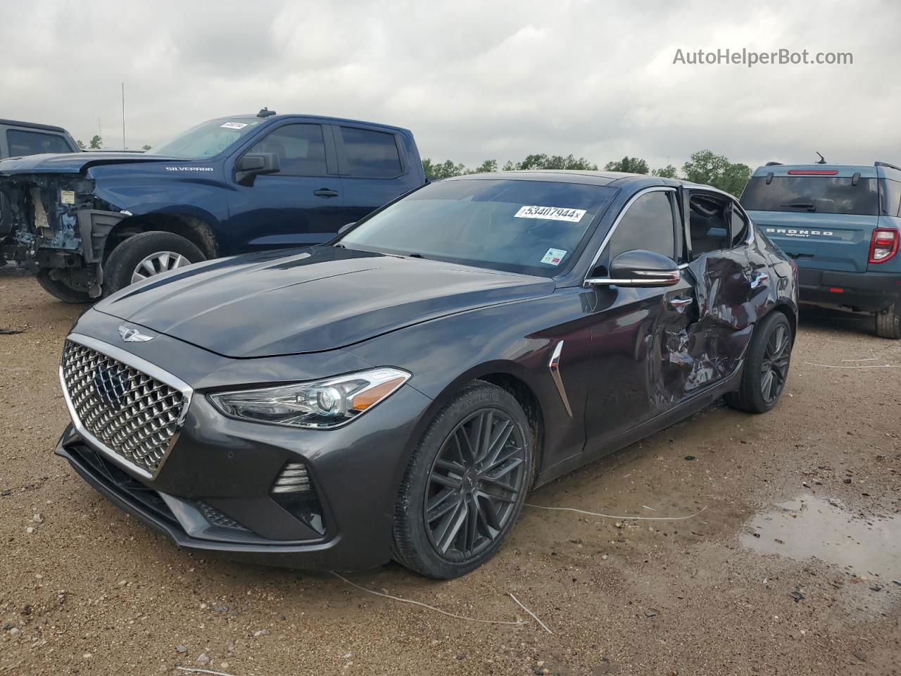 2019 Genesis G70 Elite Gray vin: KMTG34LA2KU014609