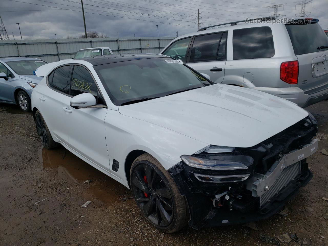 2022 Genesis G70 Base White vin: KMTG54TE6NU096149