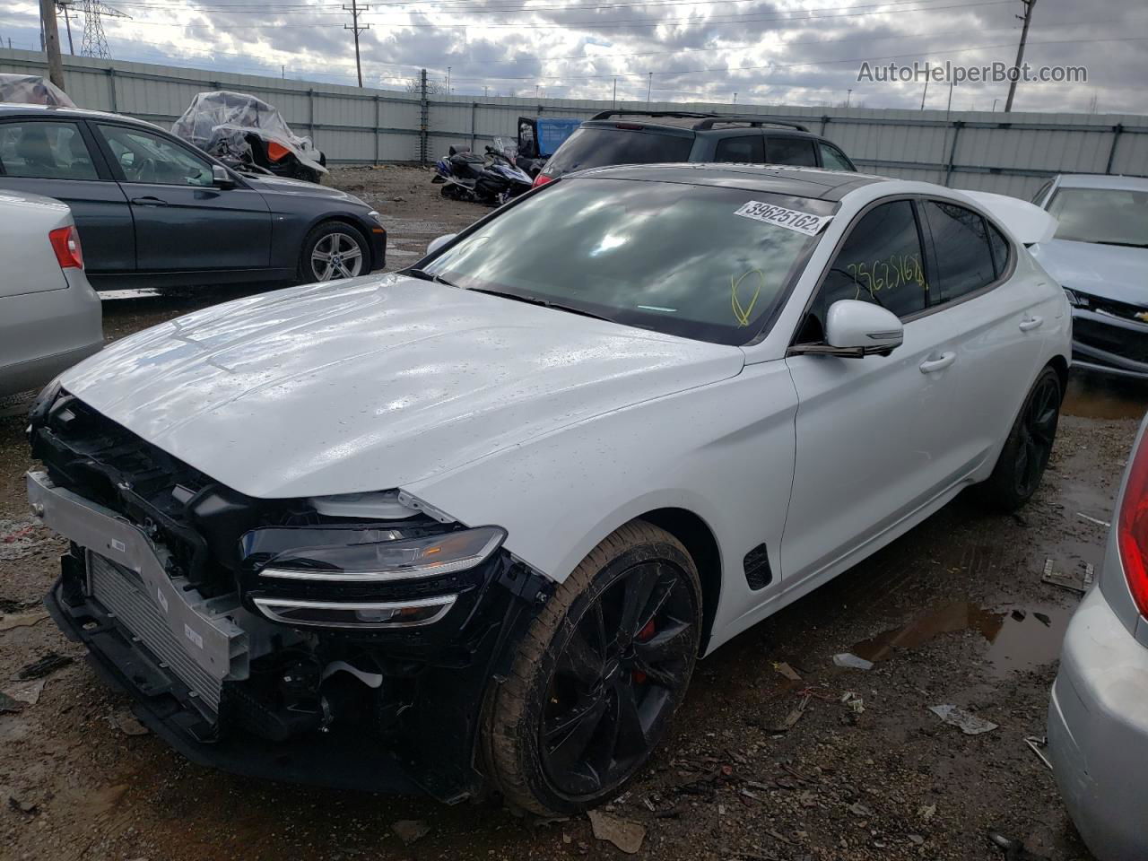 2022 Genesis G70 Base White vin: KMTG54TE6NU096149