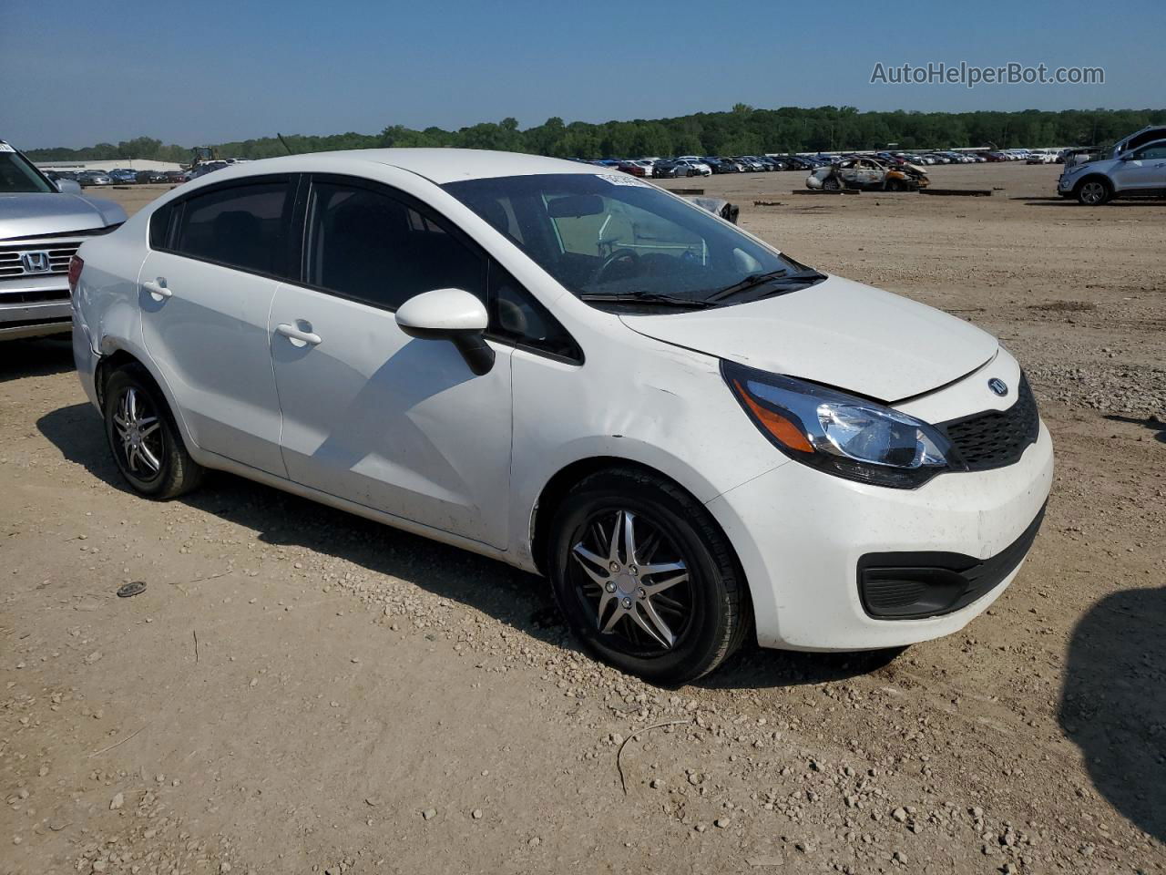 2014 Kia Rio Lx White vin: KNADM4A31E6376312