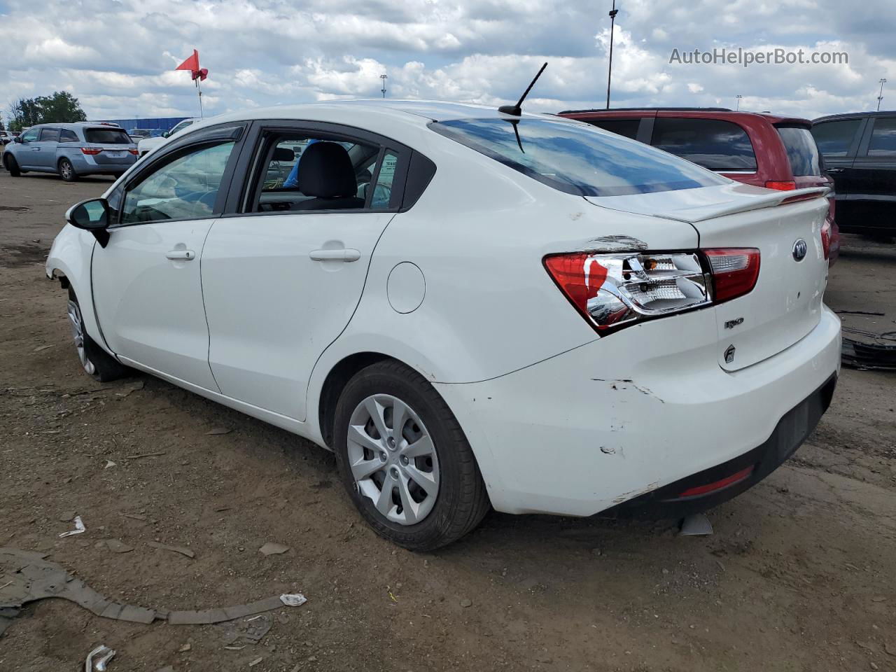 2013 Kia Rio Lx White vin: KNADM4A32D6158832