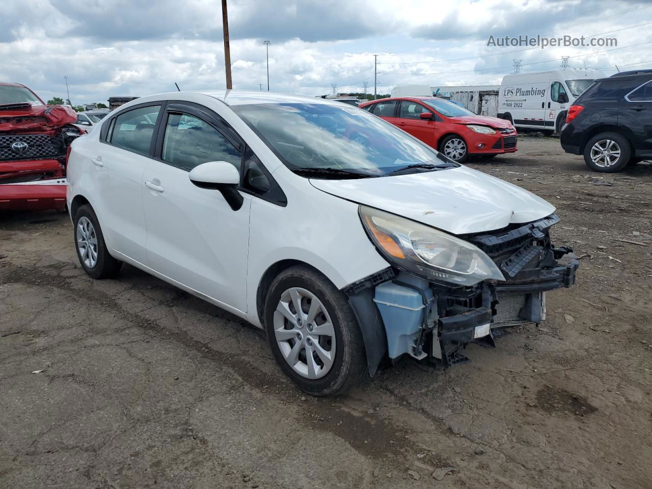 2013 Kia Rio Lx White vin: KNADM4A32D6158832