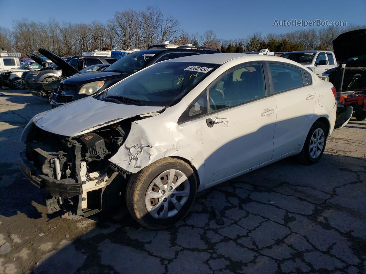 2013 Kia Rio Lx White vin: KNADM4A32D6291025