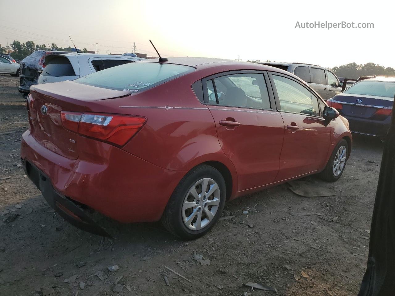 2014 Kia Rio Lx Red vin: KNADM4A32E6346056