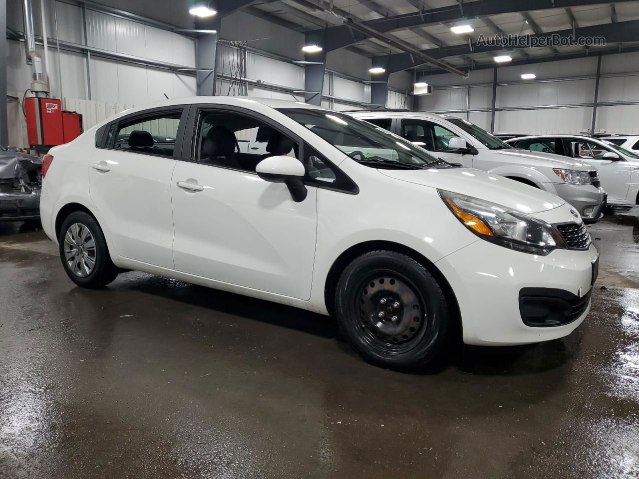 2014 Kia Rio Lx White vin: KNADM4A32E6351399