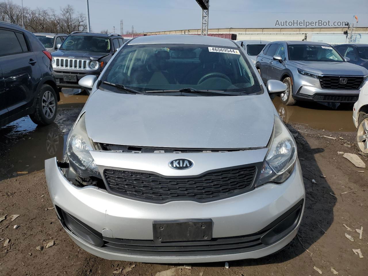 2014 Kia Rio Lx Silver vin: KNADM4A32E6359583