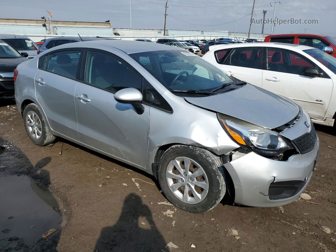 2014 Kia Rio Lx Silver vin: KNADM4A32E6359583