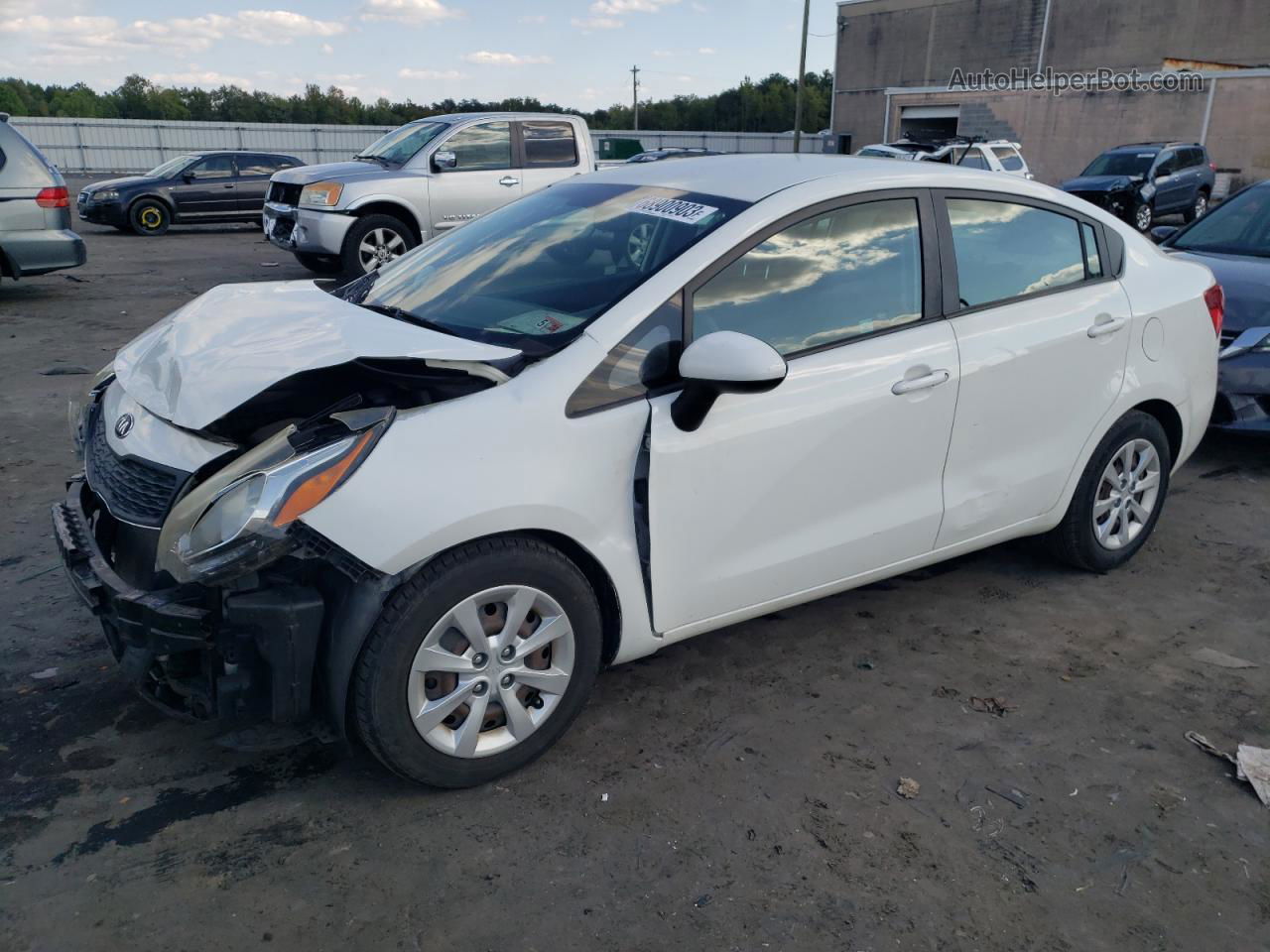 2014 Kia Rio Lx White vin: KNADM4A32E6365433