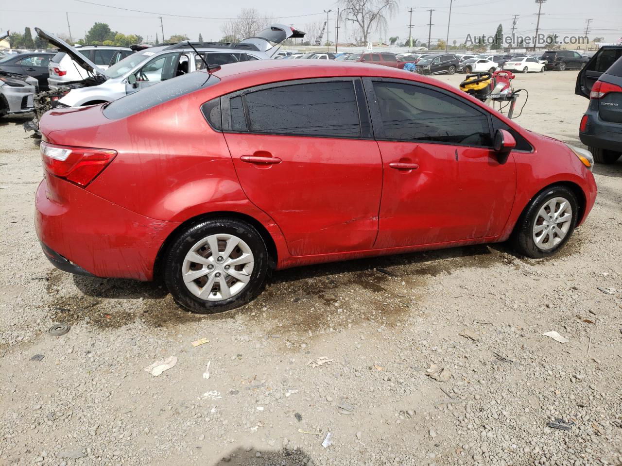 2014 Kia Rio Lx Red vin: KNADM4A32E6390235