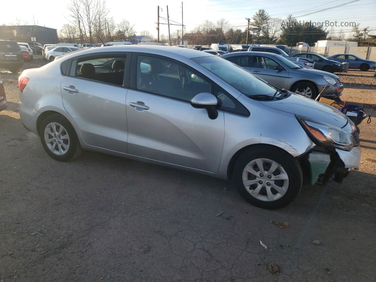 2014 Kia Rio Lx Silver vin: KNADM4A33E6345093