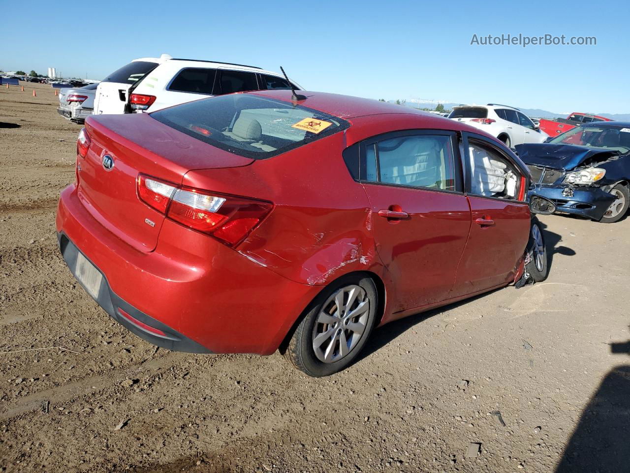 2014 Kia Rio Lx Red vin: KNADM4A33E6390244