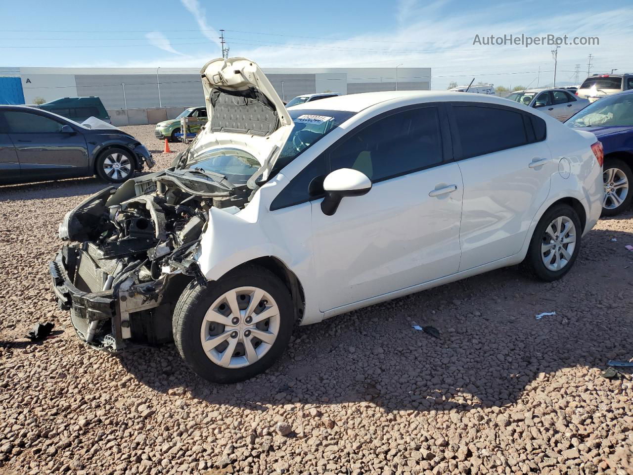 2014 Kia Rio Lx White vin: KNADM4A33E6398067