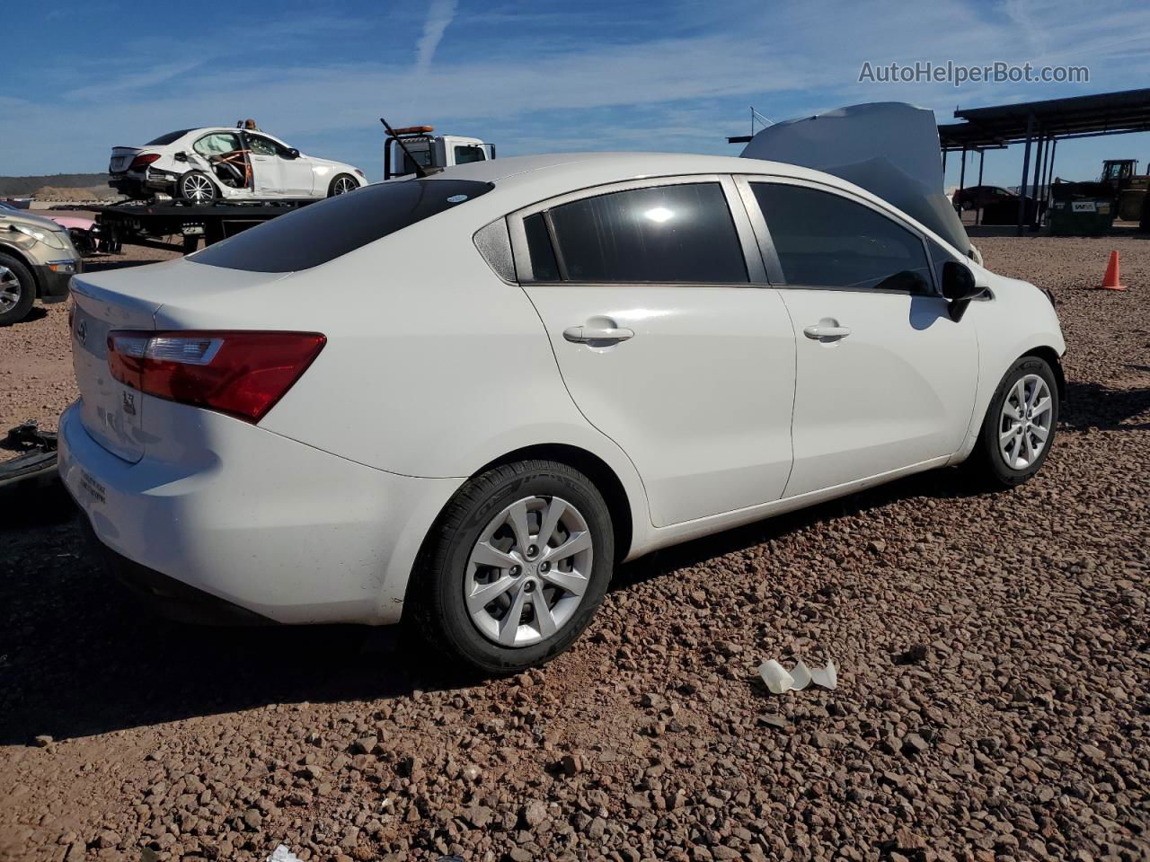 2014 Kia Rio Lx White vin: KNADM4A33E6398067