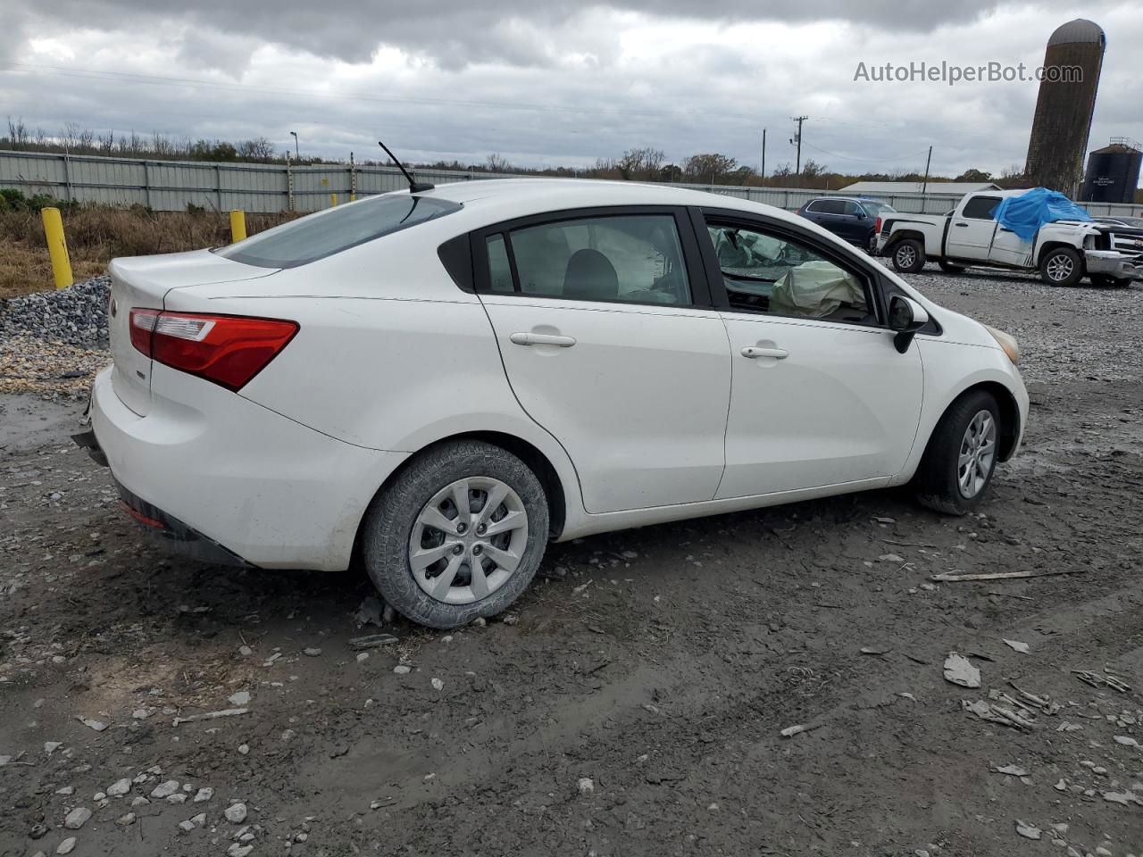 2014 Kia Rio Lx White vin: KNADM4A33E6403946