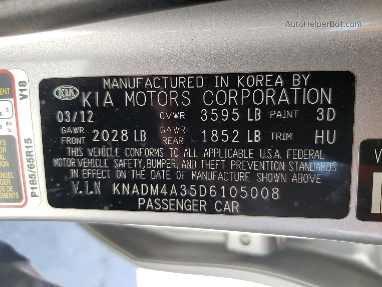 2013 Kia Rio Lx Серебряный vin: KNADM4A35D6105008