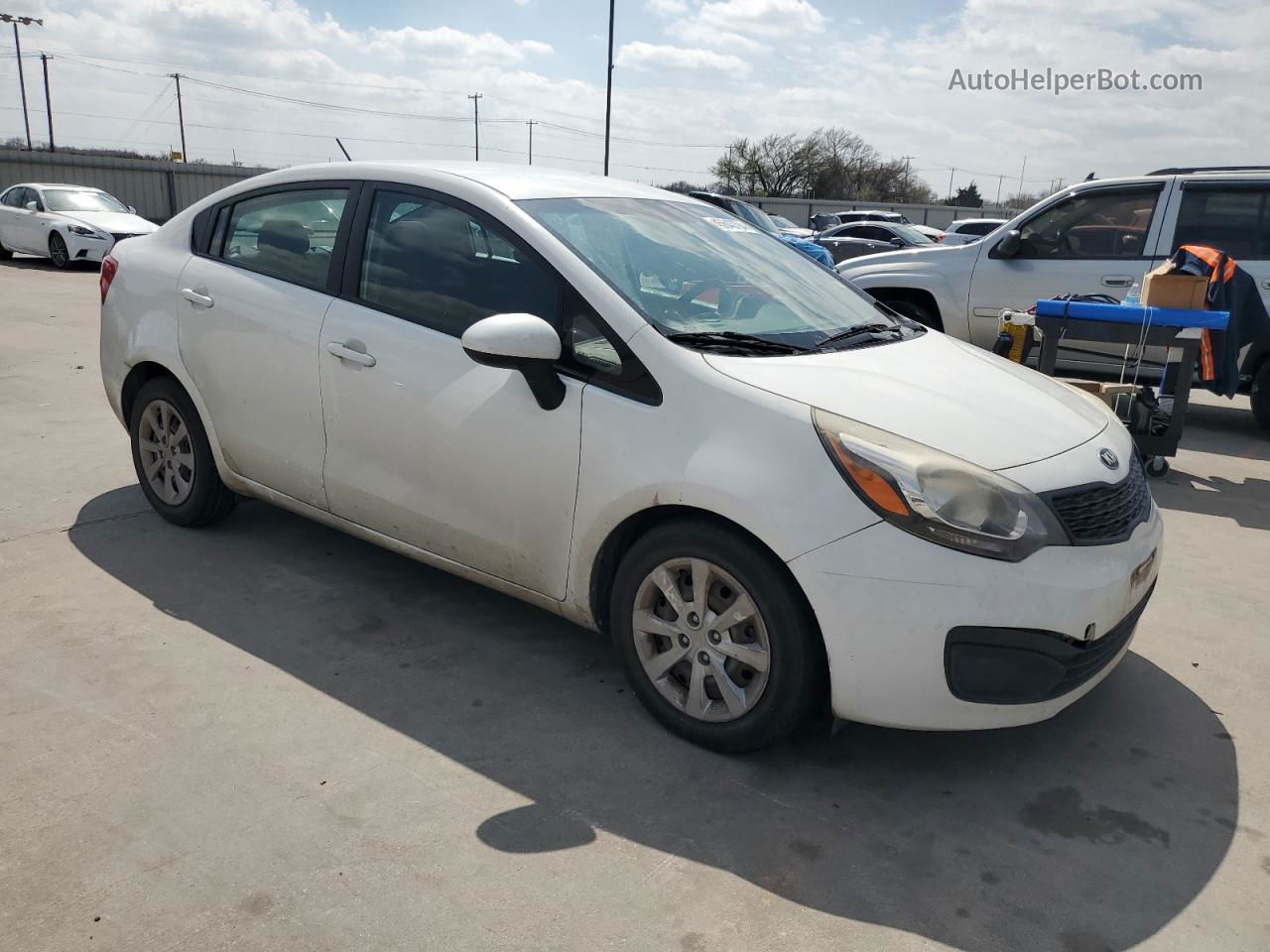 2014 Kia Rio Lx White vin: KNADM4A35E6325248