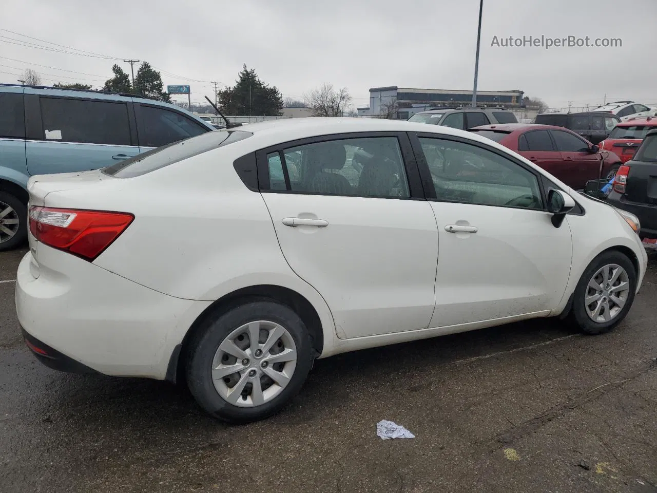 2014 Kia Rio Lx White vin: KNADM4A35E6349596