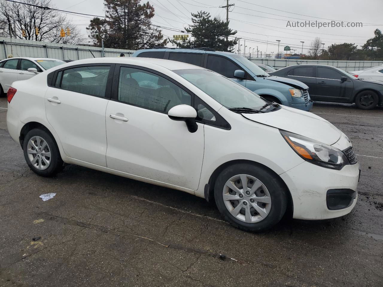 2014 Kia Rio Lx White vin: KNADM4A35E6349596