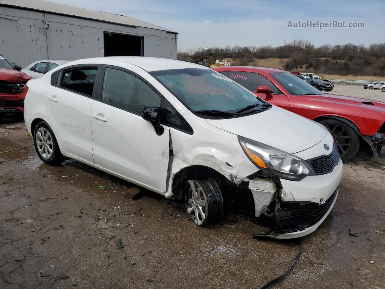 2014 Kia Rio Lx White vin: KNADM4A35E6370173