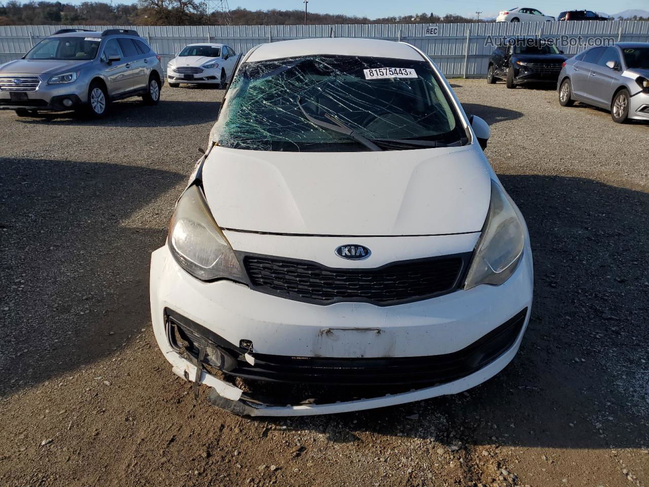 2014 Kia Rio Lx White vin: KNADM4A35E6371758