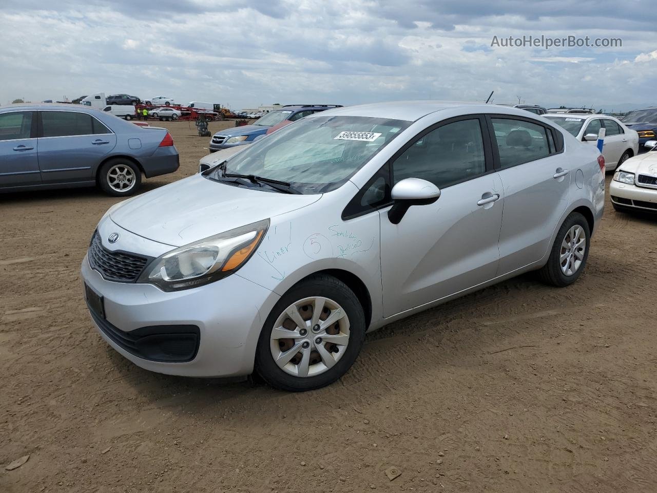 2014 Kia Rio Lx Silver vin: KNADM4A36E6324660