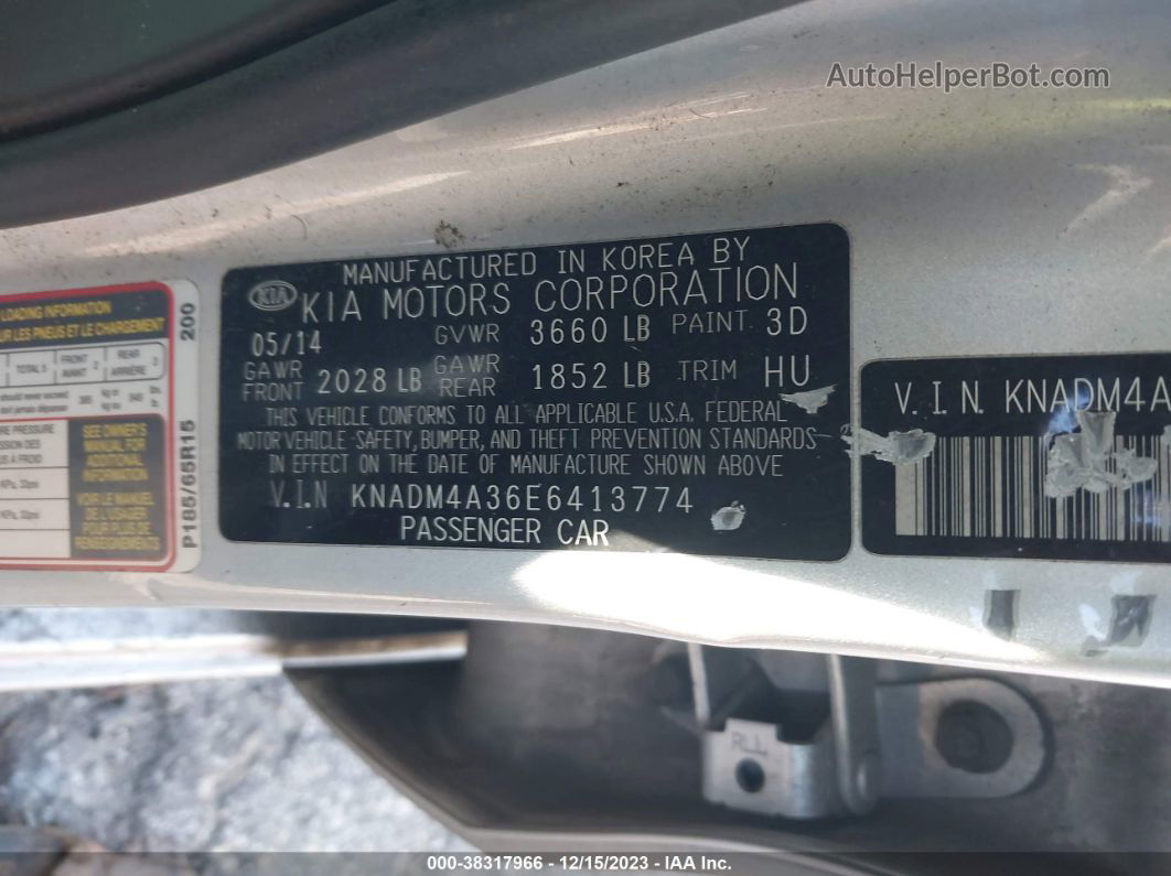 2014 Kia Rio Lx Silver vin: KNADM4A36E6413774