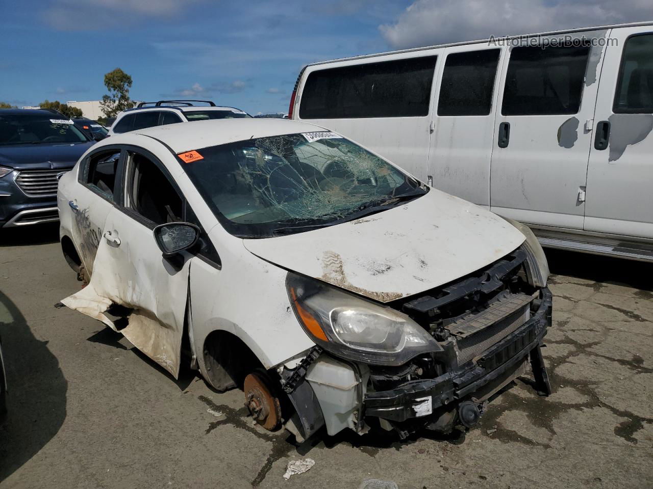 2014 Kia Rio Lx White vin: KNADM4A37E6348448