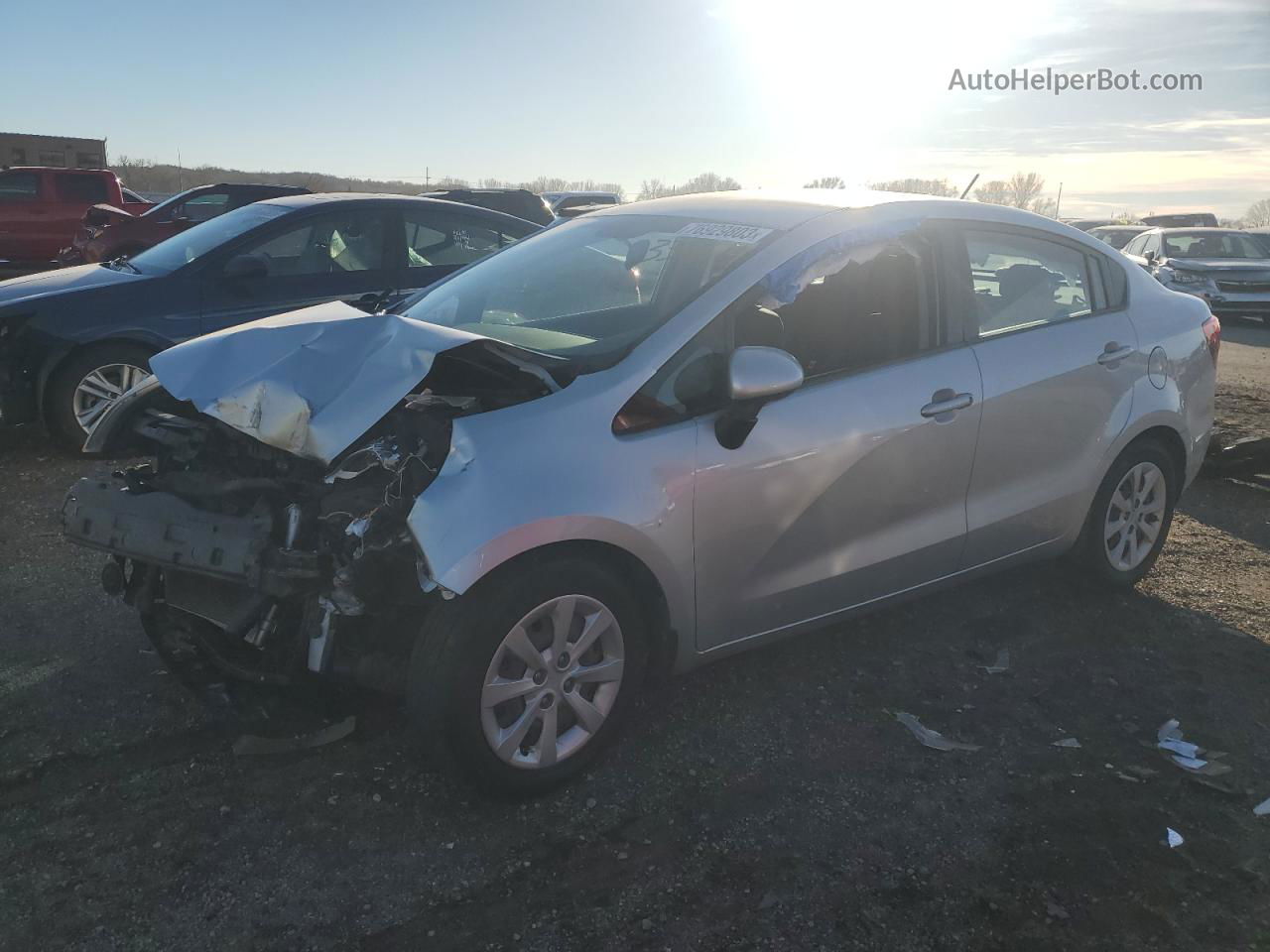 2014 Kia Rio Lx Silver vin: KNADM4A38E6337314