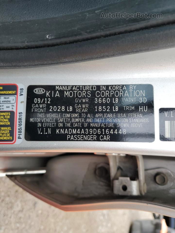 2013 Kia Rio Lx Серебряный vin: KNADM4A39D6164448