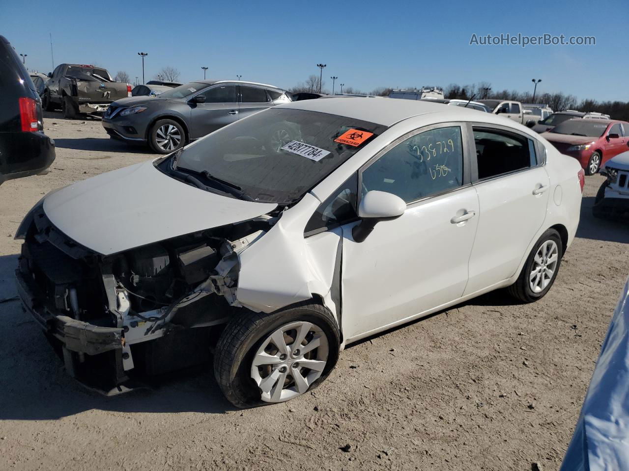 2014 Kia Rio Lx White vin: KNADM4A39E6338729