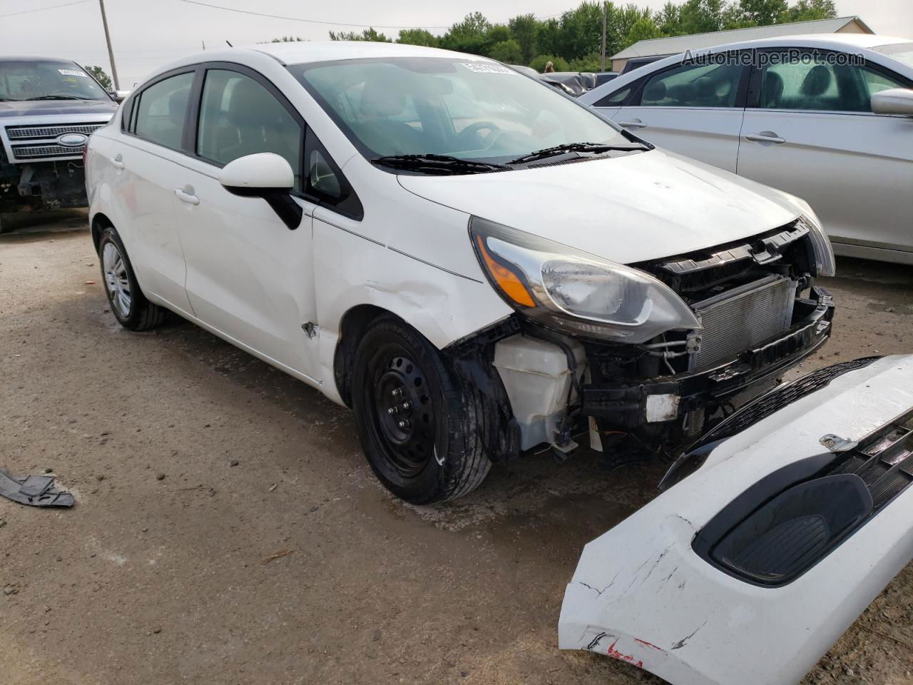 2014 Kia Rio Lx White vin: KNADM4A39E6372685