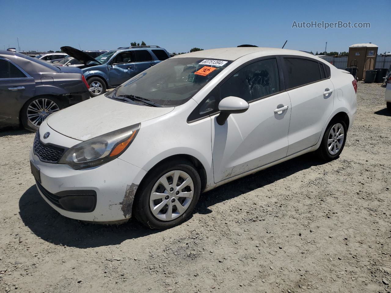 2014 Kia Rio Lx White vin: KNADM4A3XE6366040